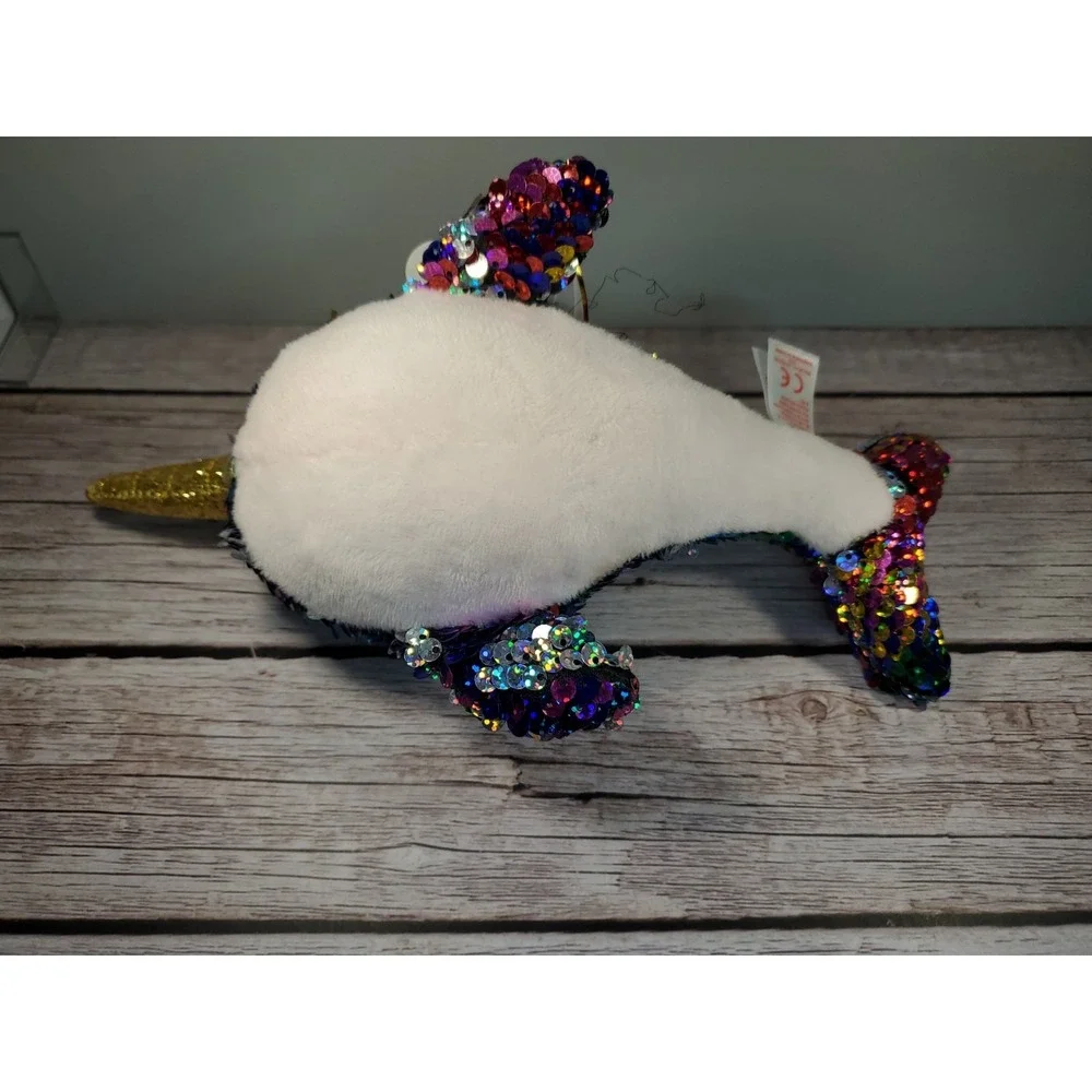 CALYPSO - NARWHAL - Ty FLIPPABLES‎ Sequin Beanie Boos with MINT TAGS